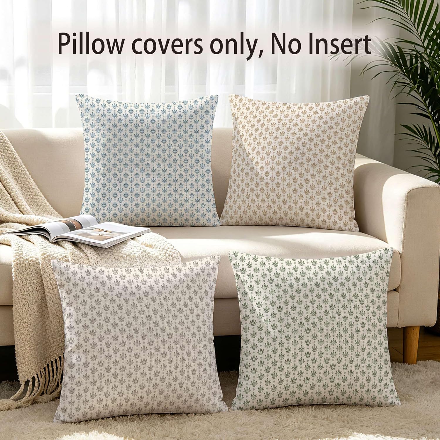 Vintage Boho Beige Throw Pillow Cover — 18" - View 5