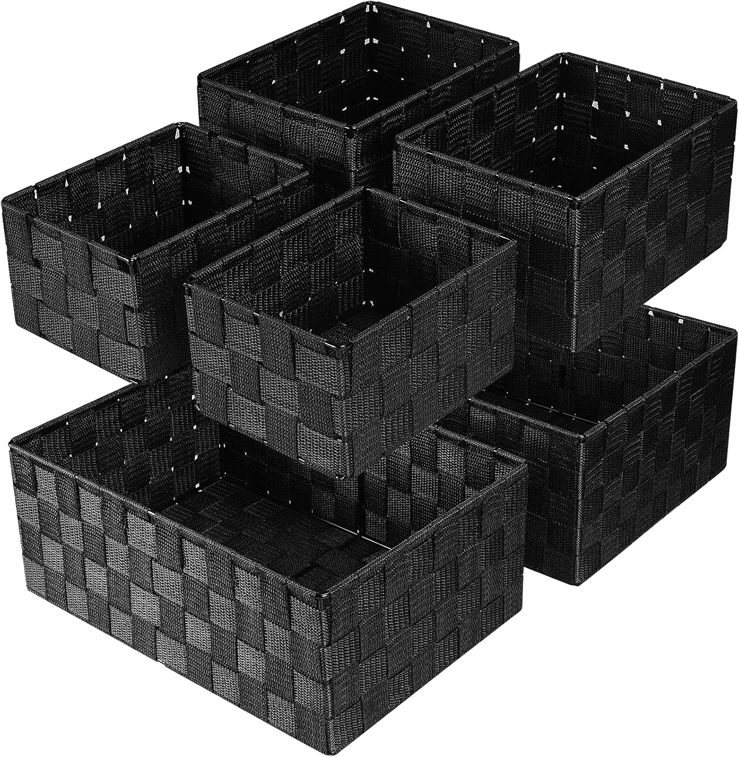 Boho Black Woven Basket — Black