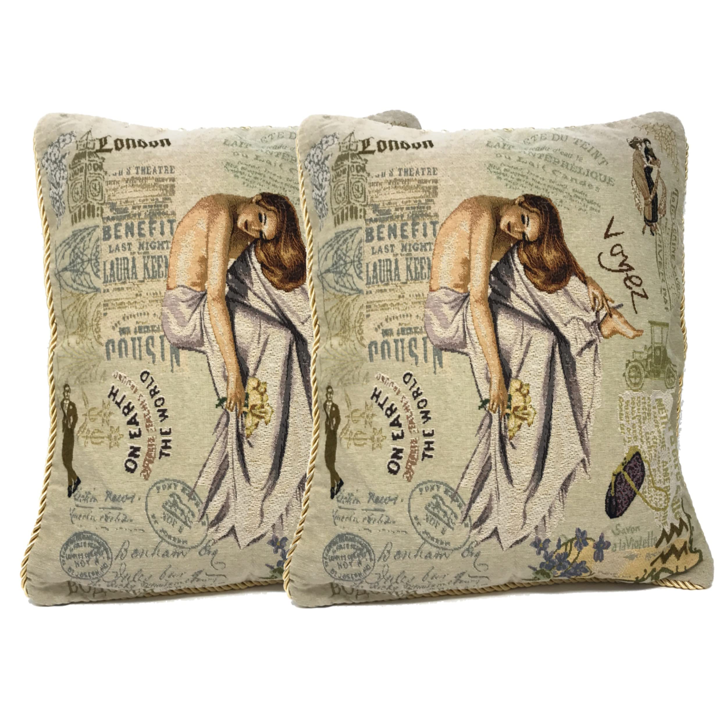 Vintage Boho Blue Throw Pillow Cover — 18"