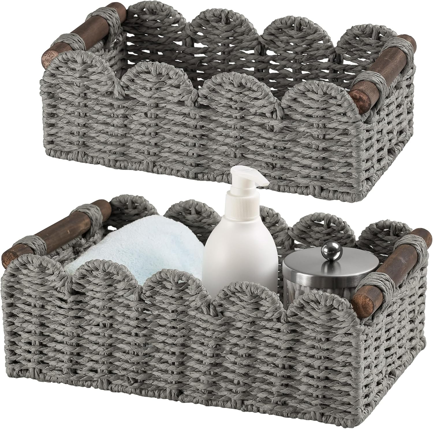 Beige Storage Basket — Gray