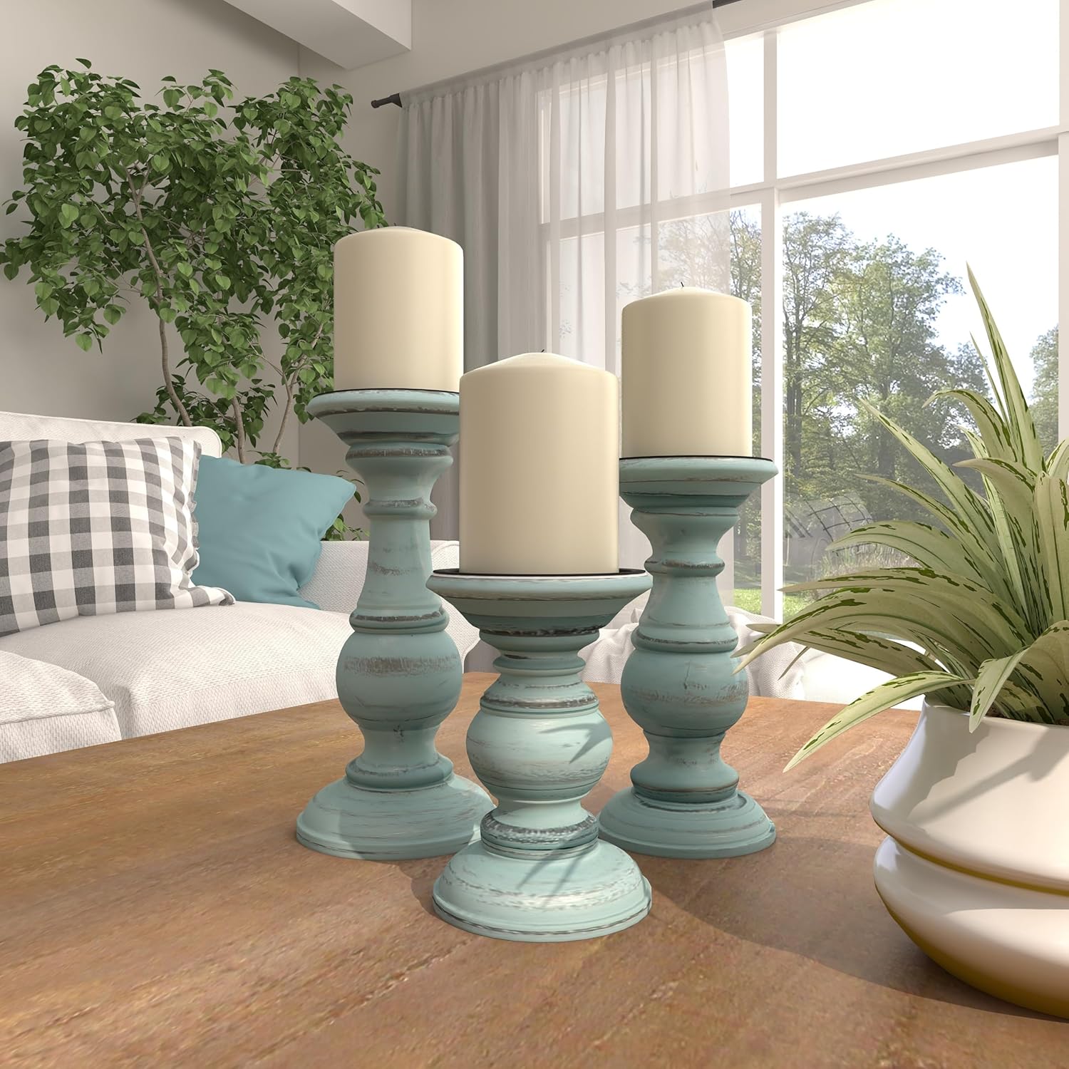 Farmhouse Black Pillar Candle — 6" - View 9