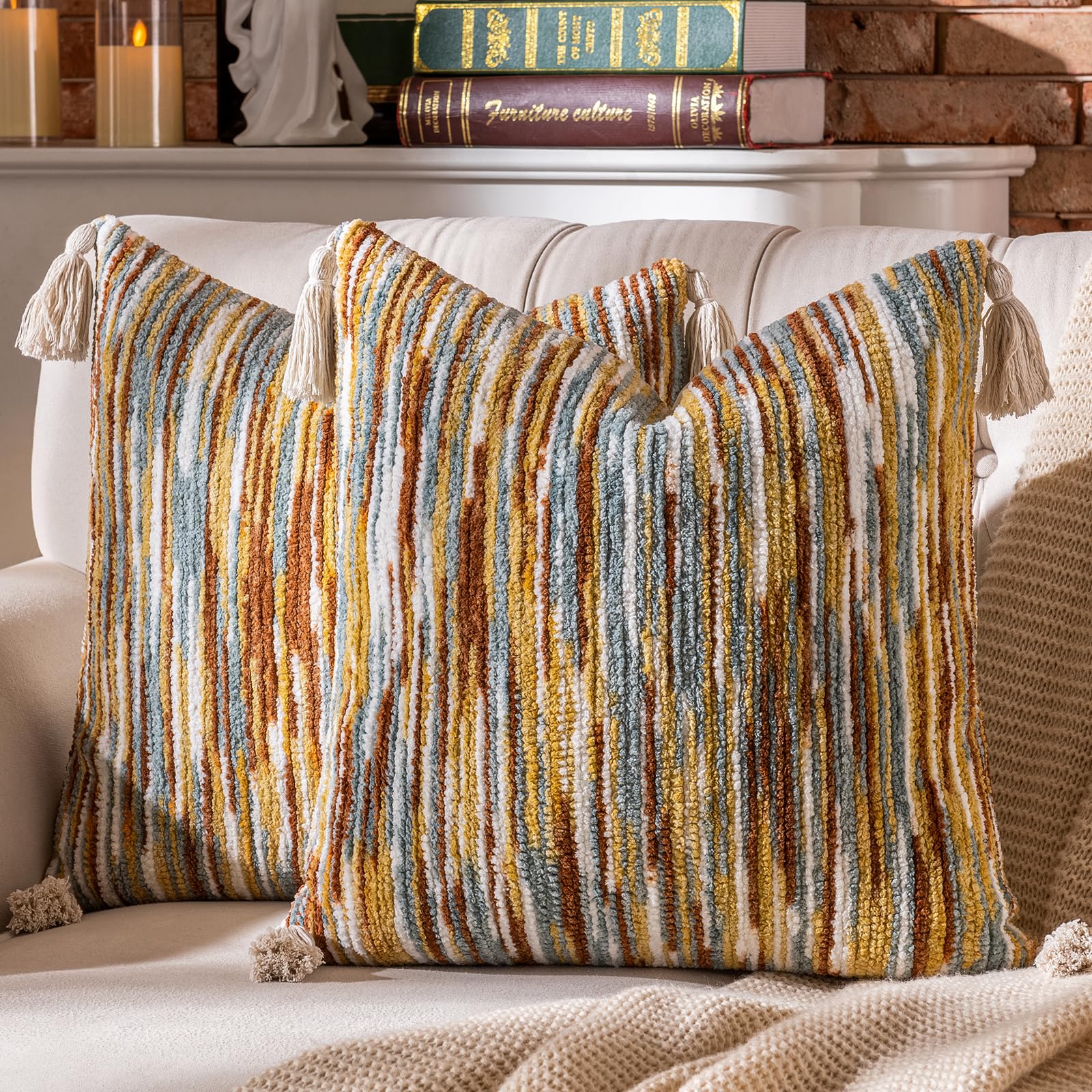 Tufted Boho Black Throw Pillow Cover — 18"