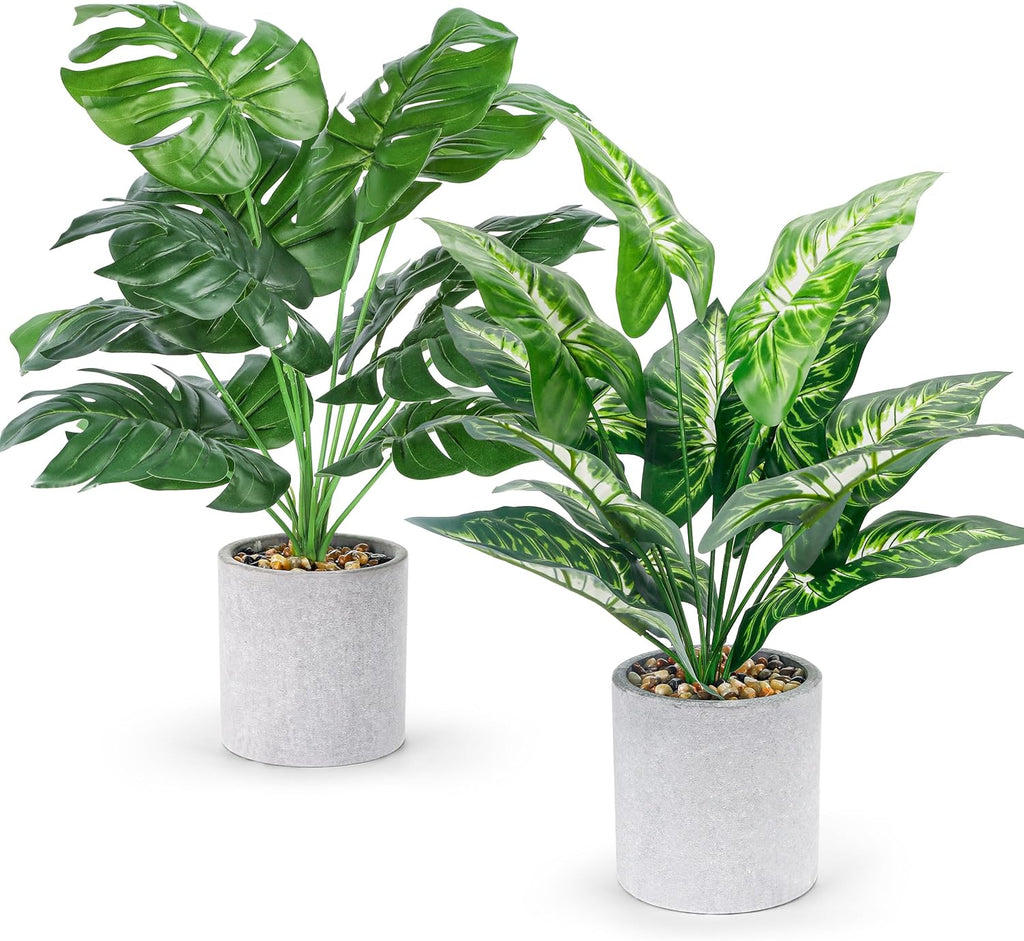 Faux Plant — 16" — Taro Leaf and Monstera Leaf