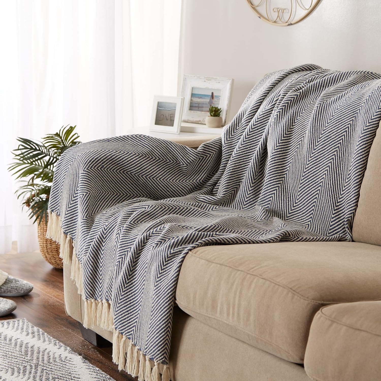 Farmhouse Beige Throw Pillow — 60" - View 4
