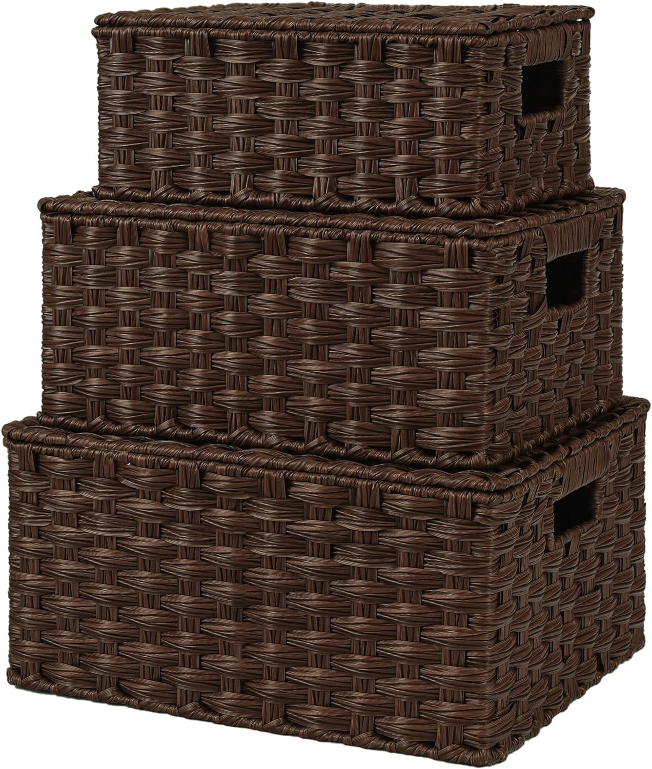 Boho Brown Woven Basket — Set of 3 — 3 Pack