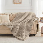 Knit Boho Beige Throw Pillow — 50" - View 6
