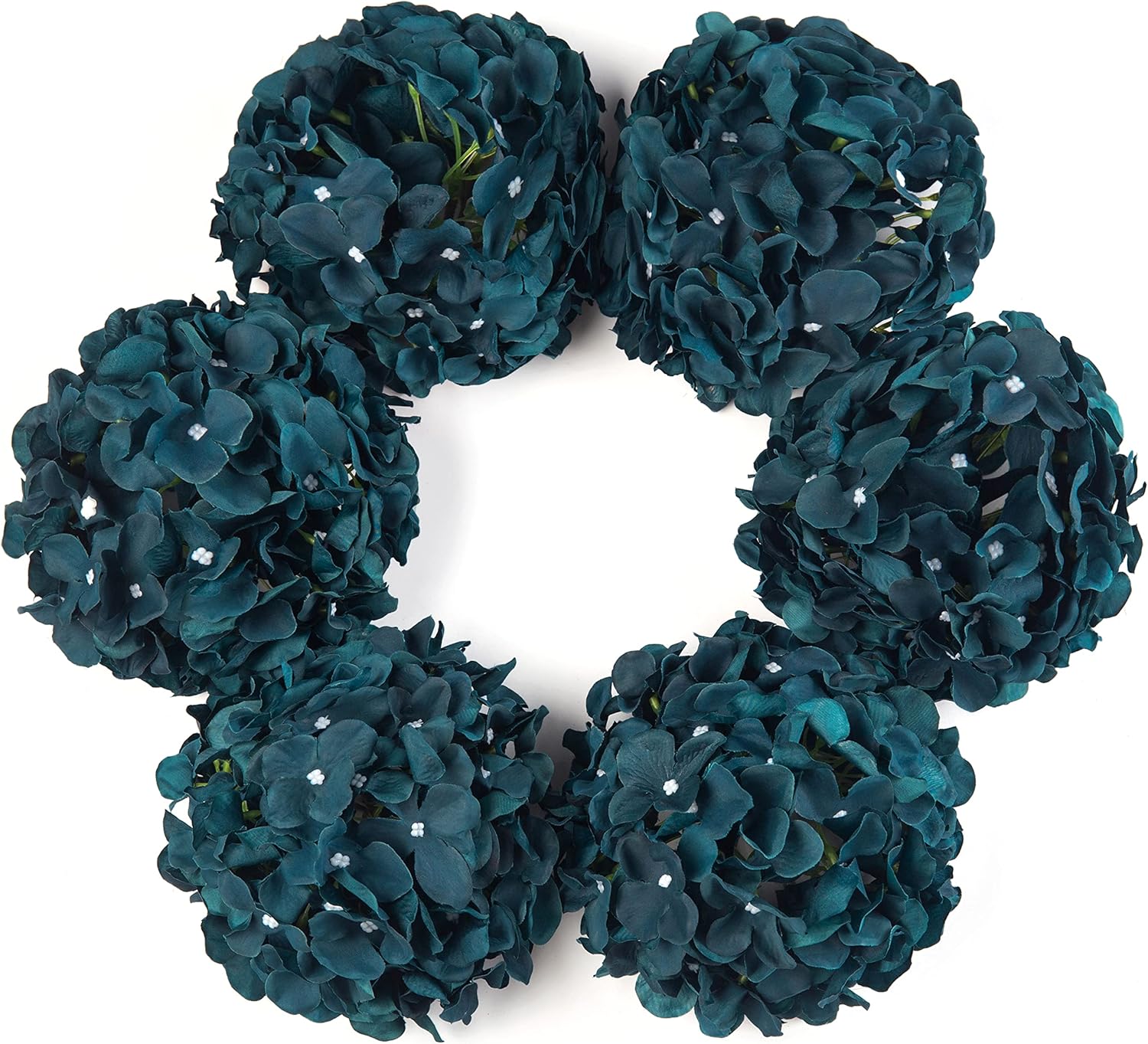 Beige Artificial Flowers — Set of 6 — Peacock Blue