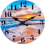 Battery Operated Blue Wall Clock — 14" — 8'' Beach