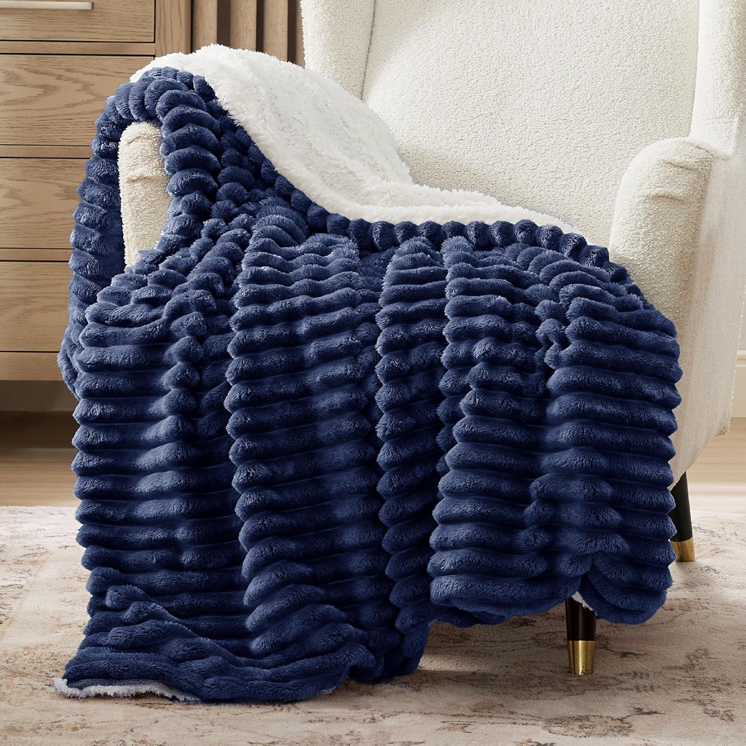 Beige Throw Pillow — 50" — 05 - Navy Blue