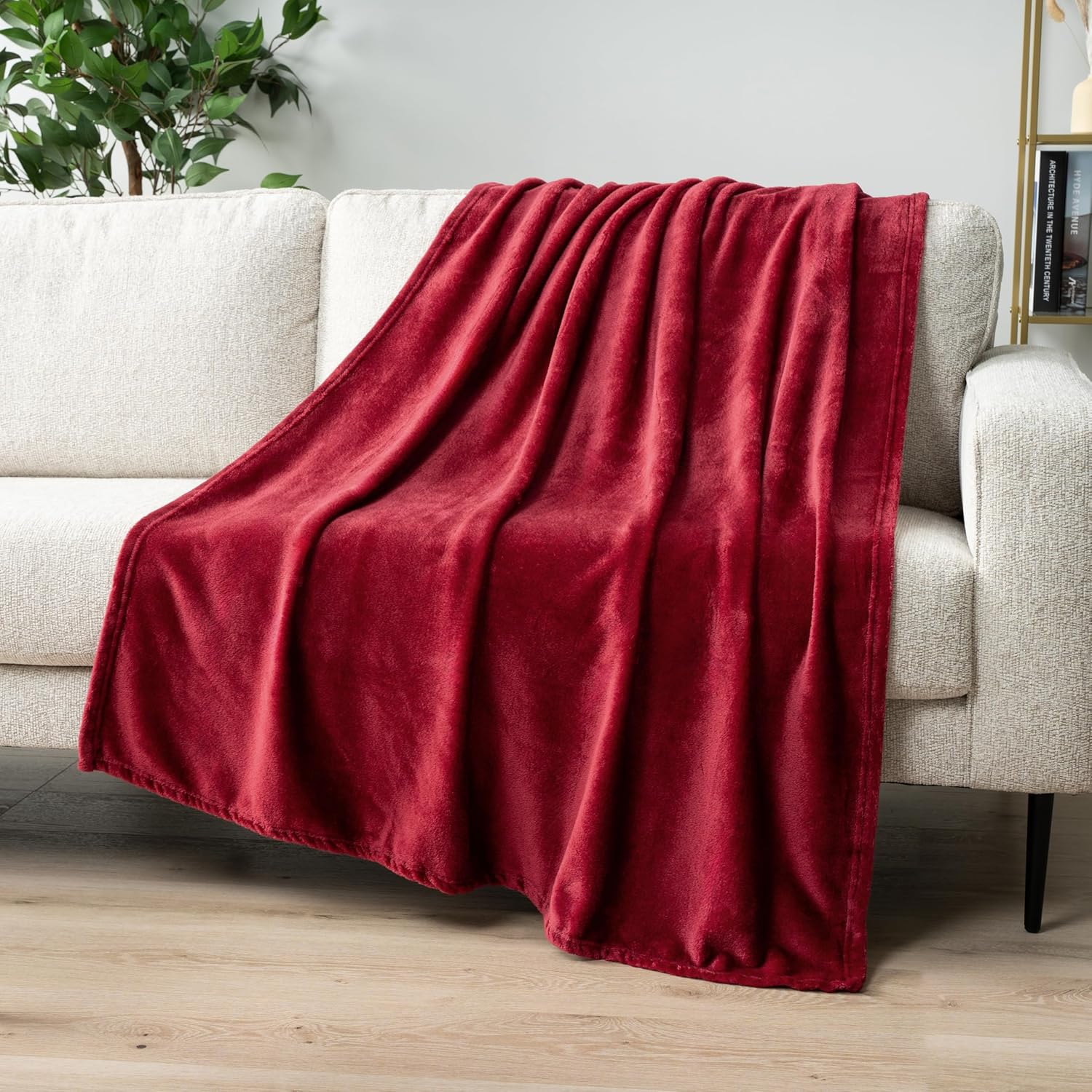 Beige Throw Pillow — 60" — Wine