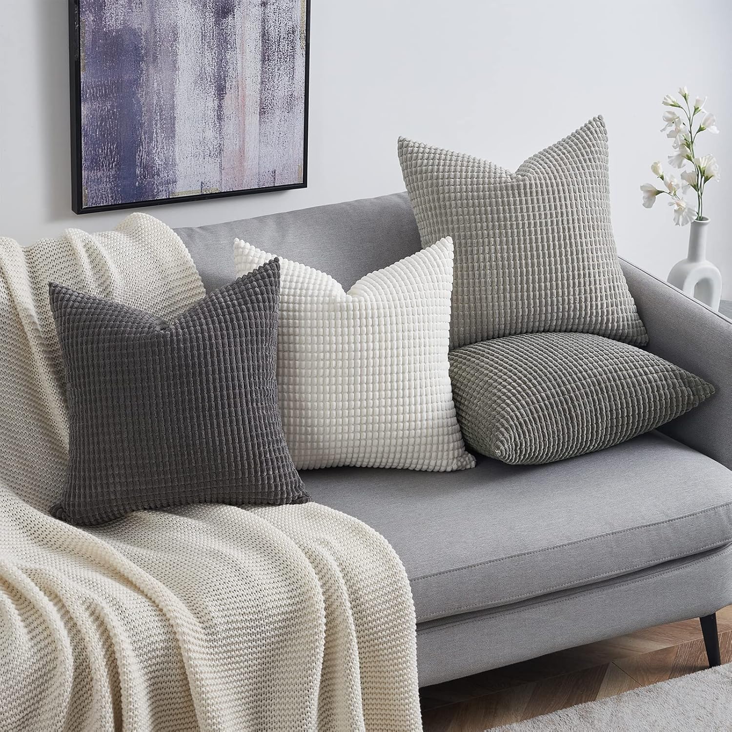 Boho Beige Throw Pillow Cover — 24" - View 2