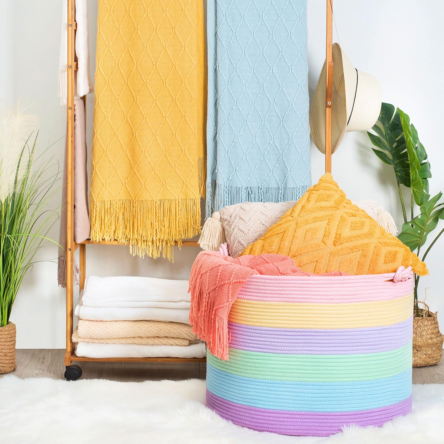 Boho Wood Throw Pillow — 22x16 - View 4