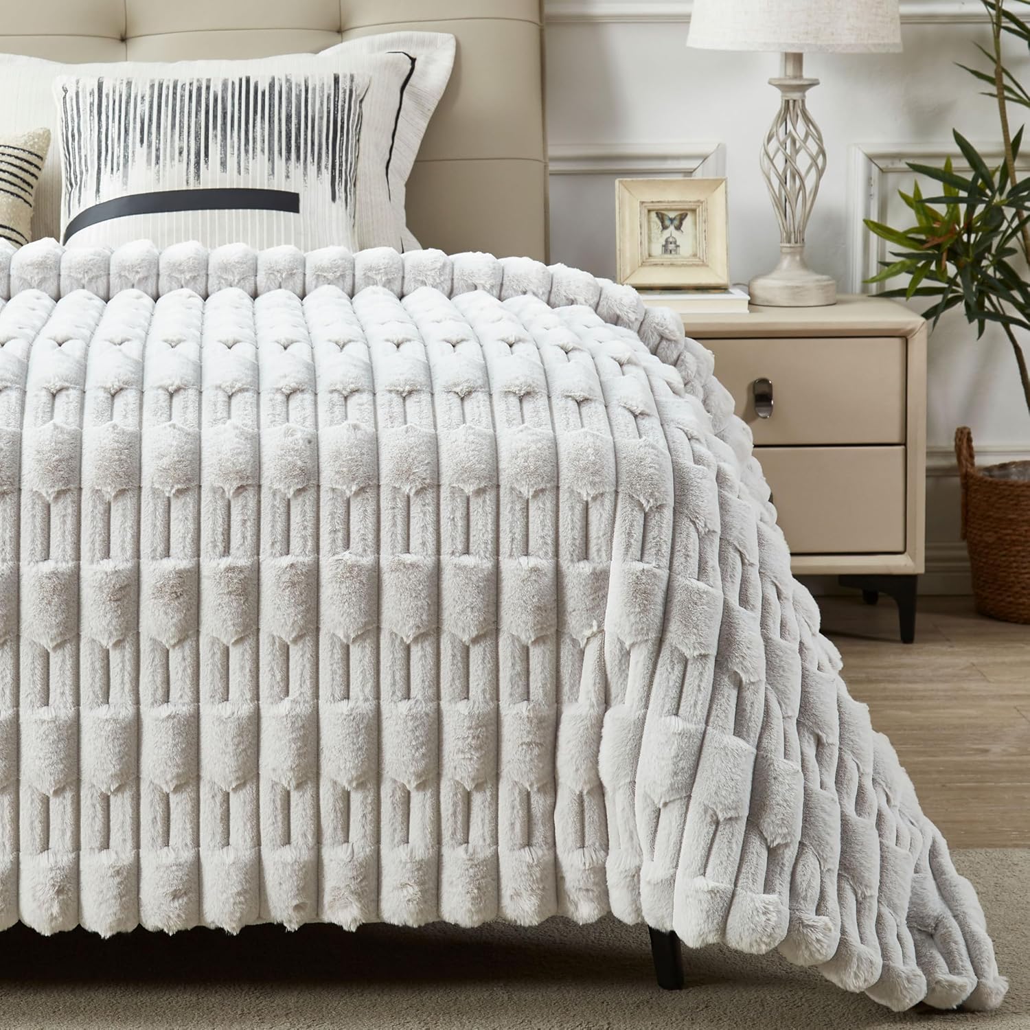 Modern Beige Throw Pillow — 50" — Grey