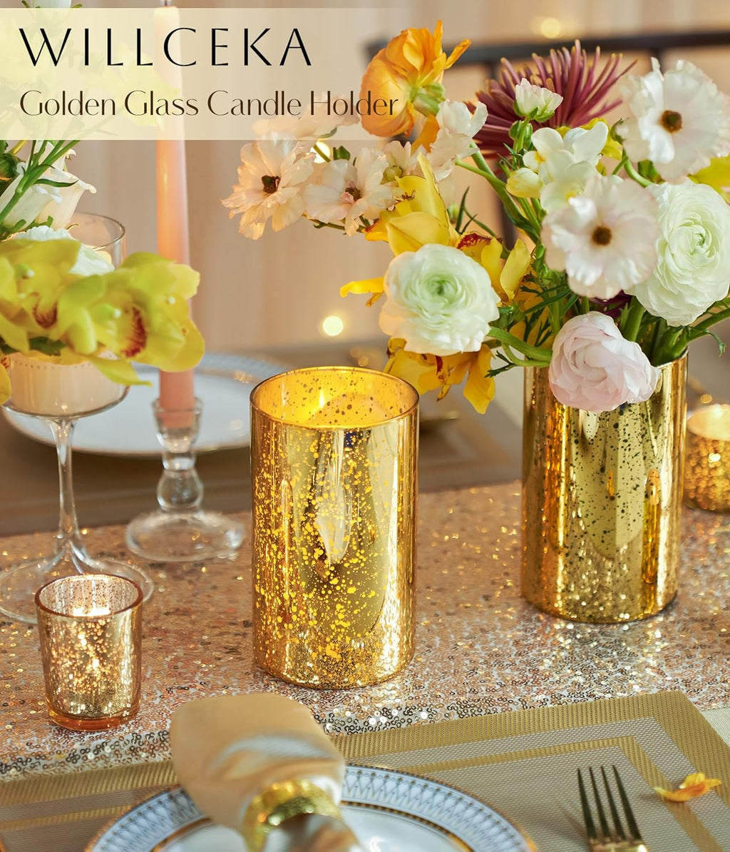 Luxe Gold Pillar Candle — Set of 12 - View 2