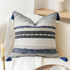Lumbar Boho Blue Pillow Cover — 36" — 20" x 20" (Pack of 1)