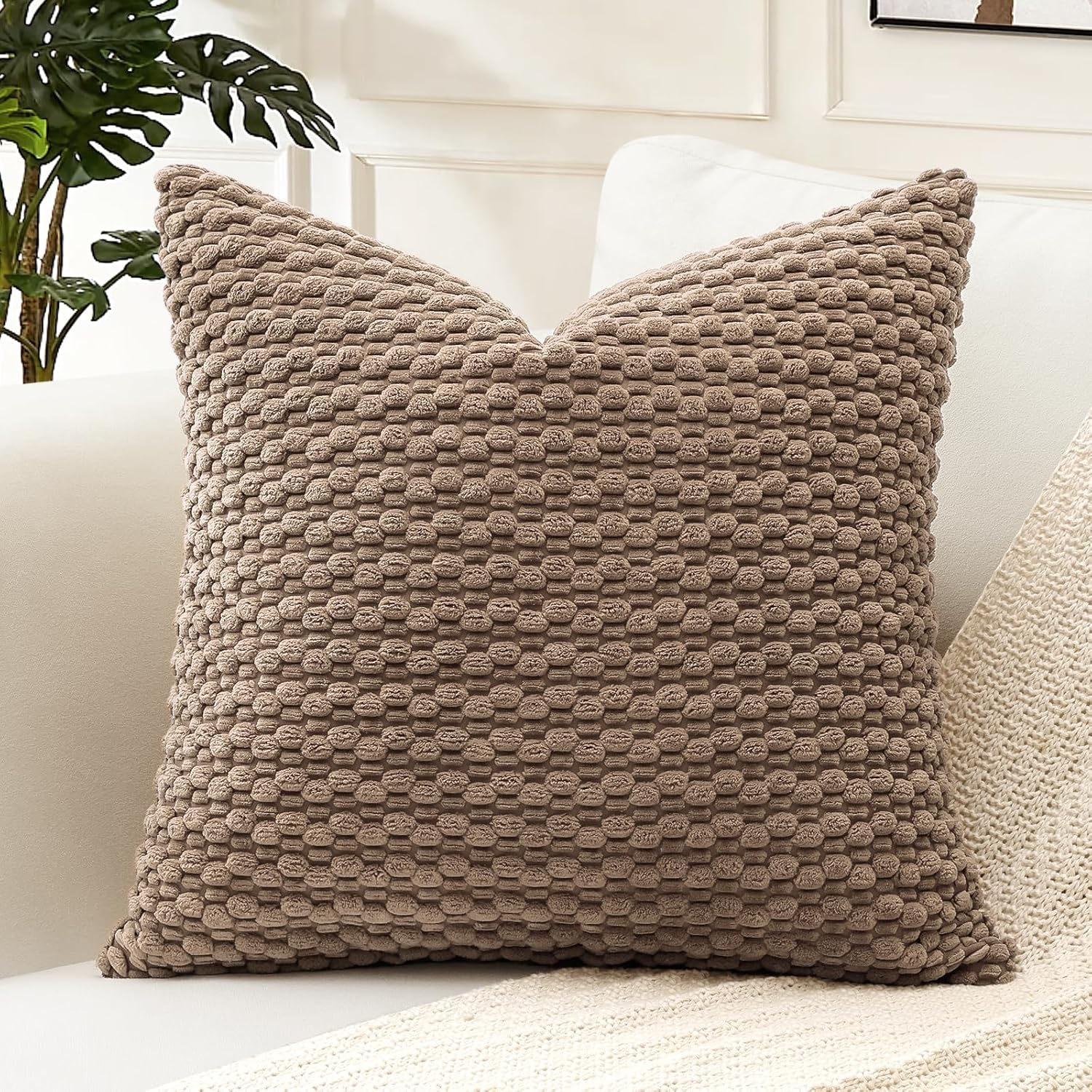 Lumbar Boho Beige Throw Pillow Cover — 24" — Brown