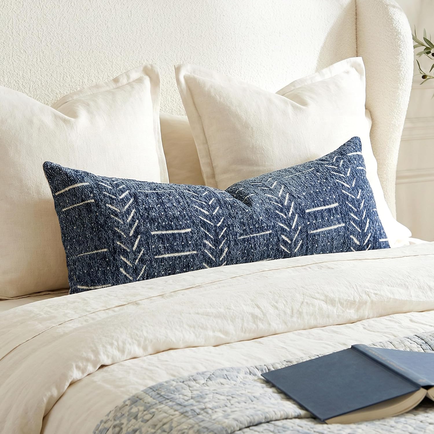Lumbar Boho Beige Throw Pillow Cover — 20" — 36" x 14" (Pack of 1)