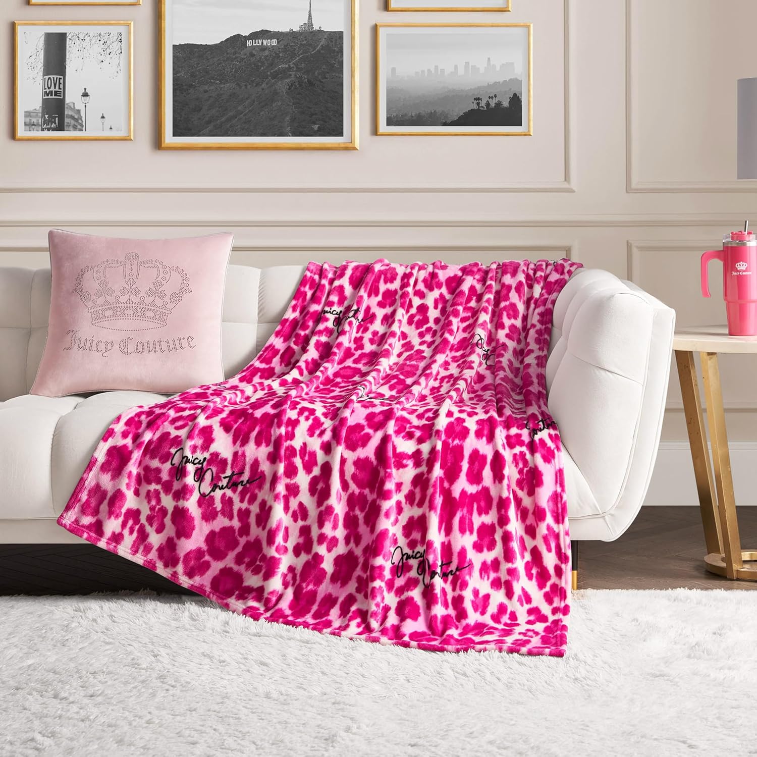 Black Throw Pillow — 50" — Regent Leopard Pink