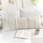 Lumbar Boho Beige Throw Pillow Cover — 36"