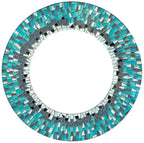 Handcrafted Blue Round Mirror — 24"