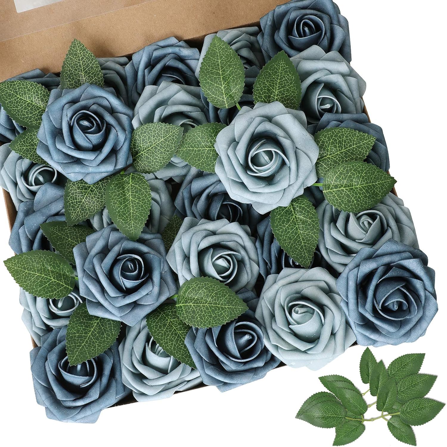 Beige Artificial Flowers — Dusty Blue Shades
