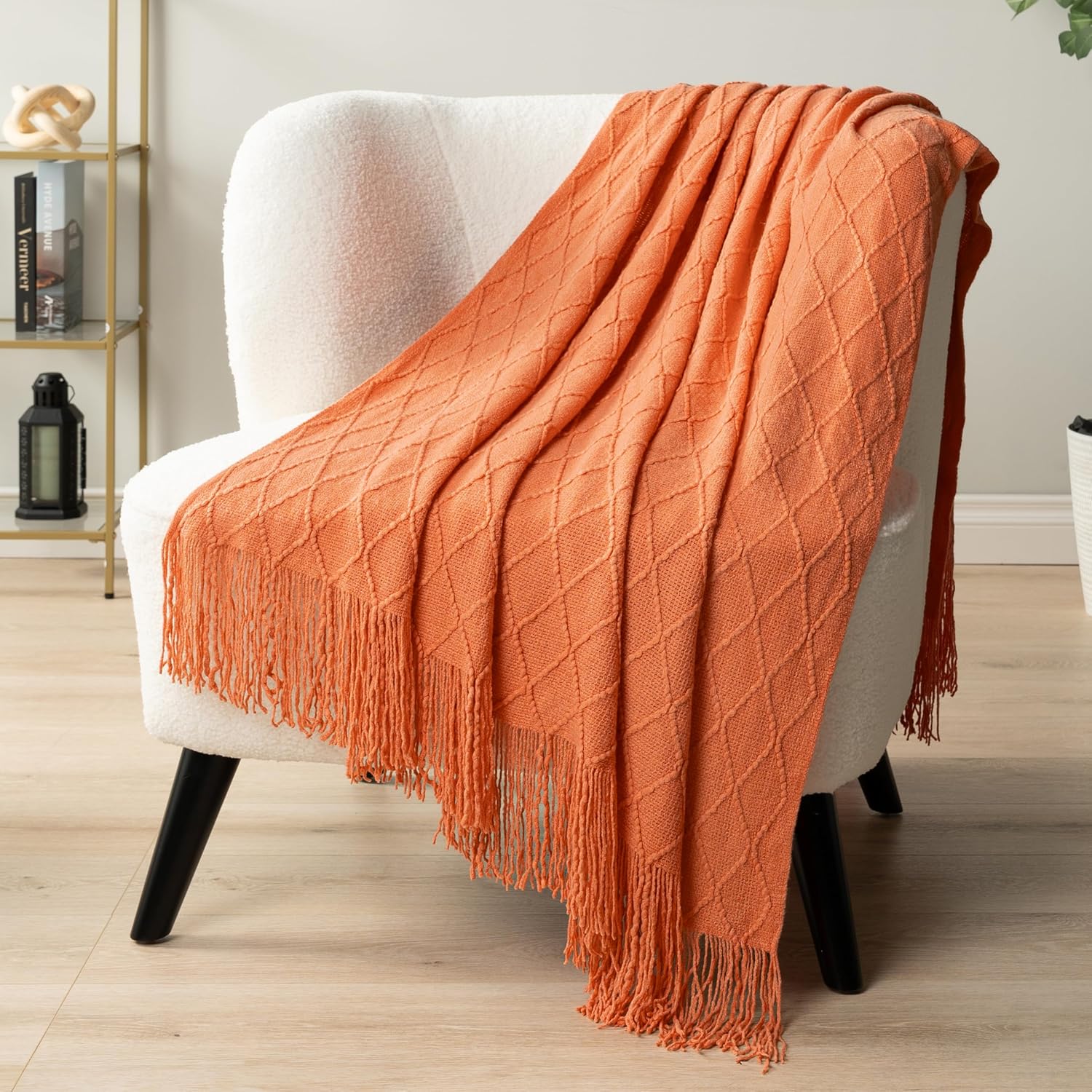 Knit Boho Beige Throw Pillow — 60" - View 5