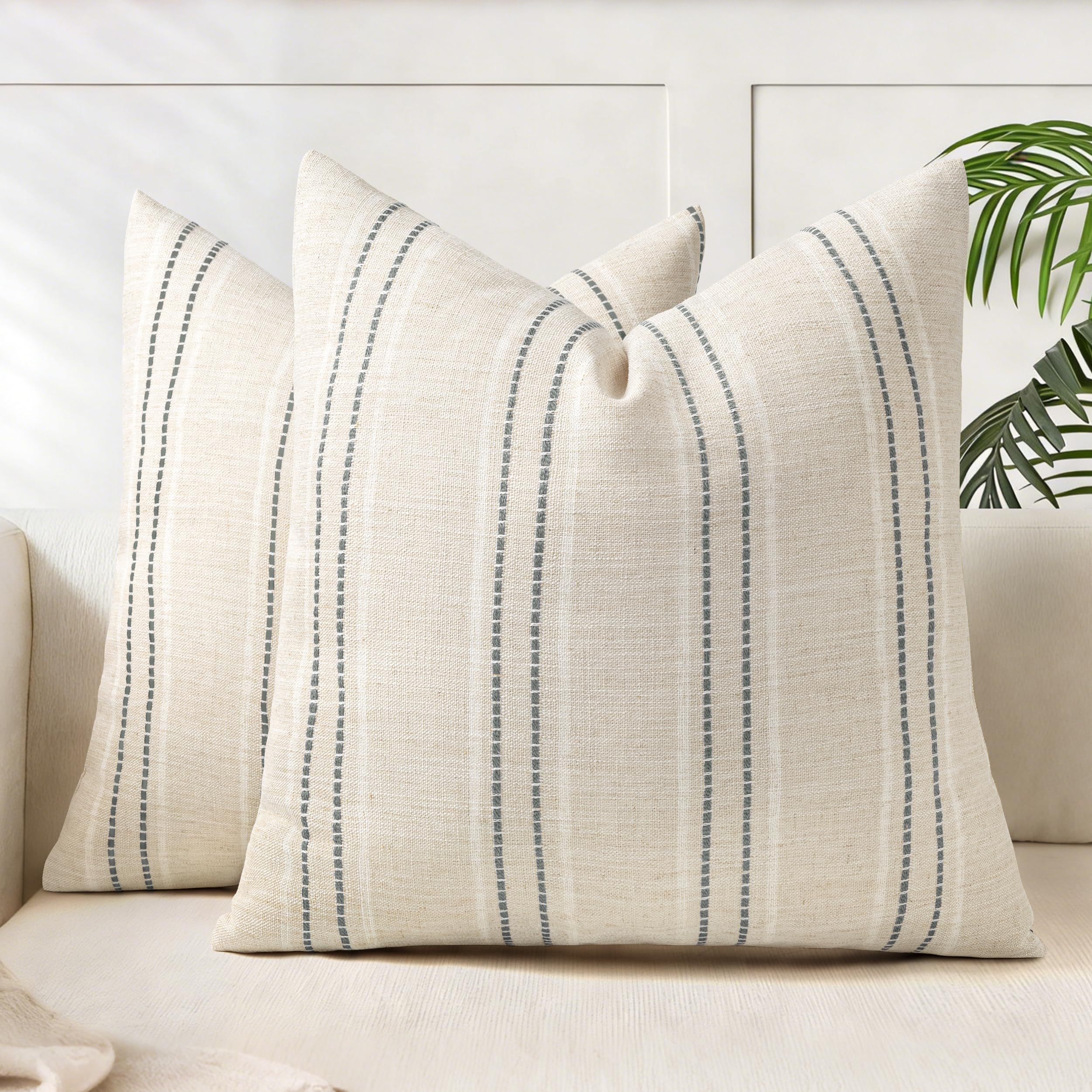 Linen Boho Fabric Throw Pillow Cover — 18"