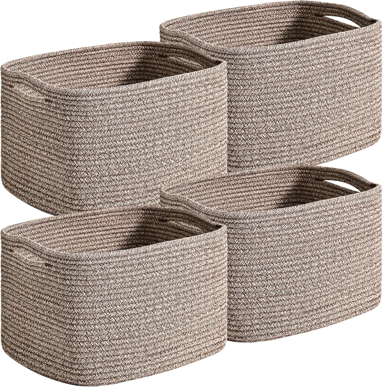 Rectangular Boho Black Storage Basket — 12.7" — Dark Brown
