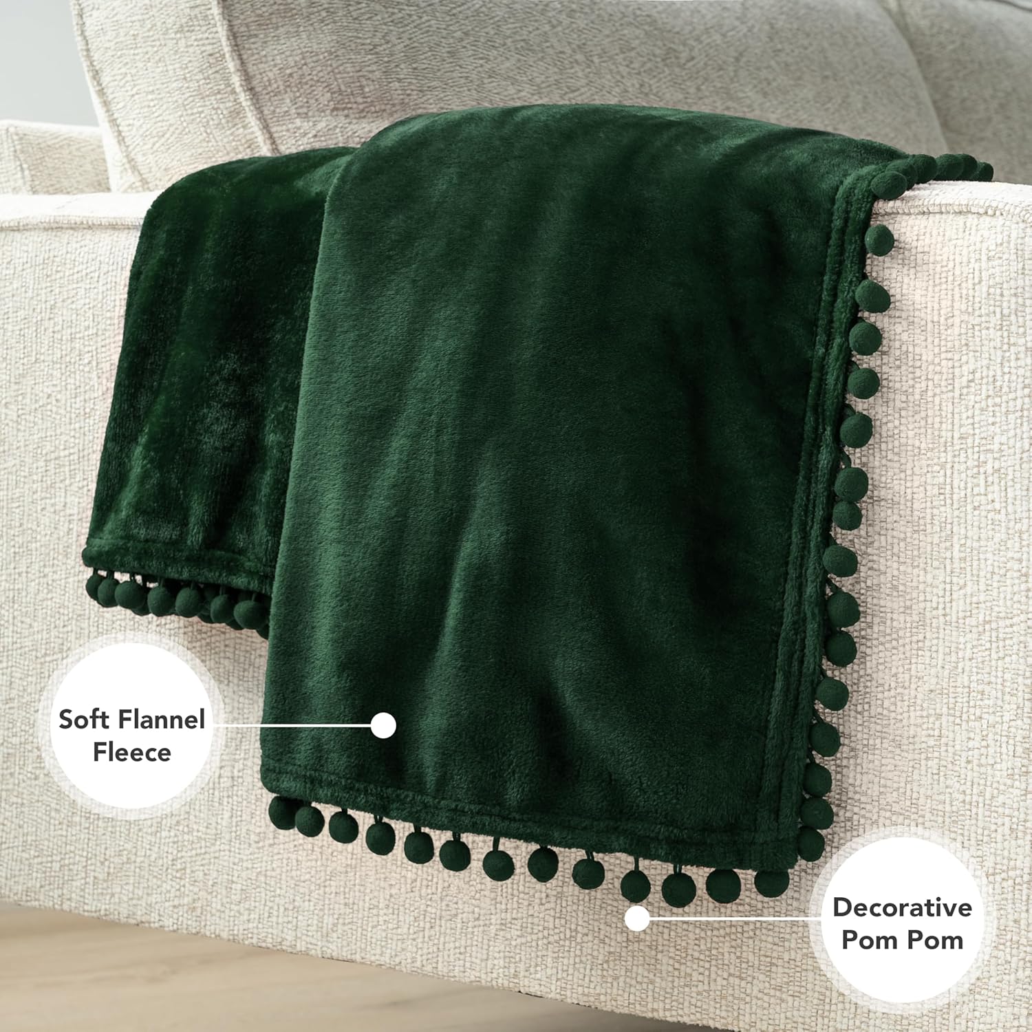 Pom Pom Beige Throw Pillow — 50" - View 3