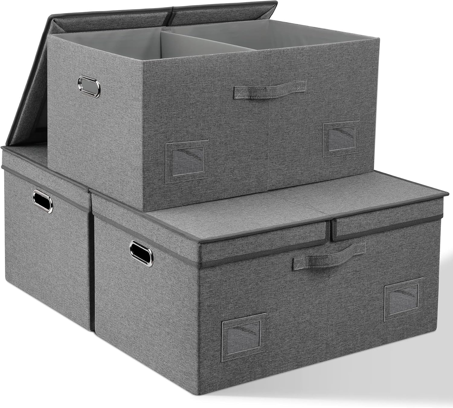 Linen Beige Storage Bin — 6x11 — Gray1