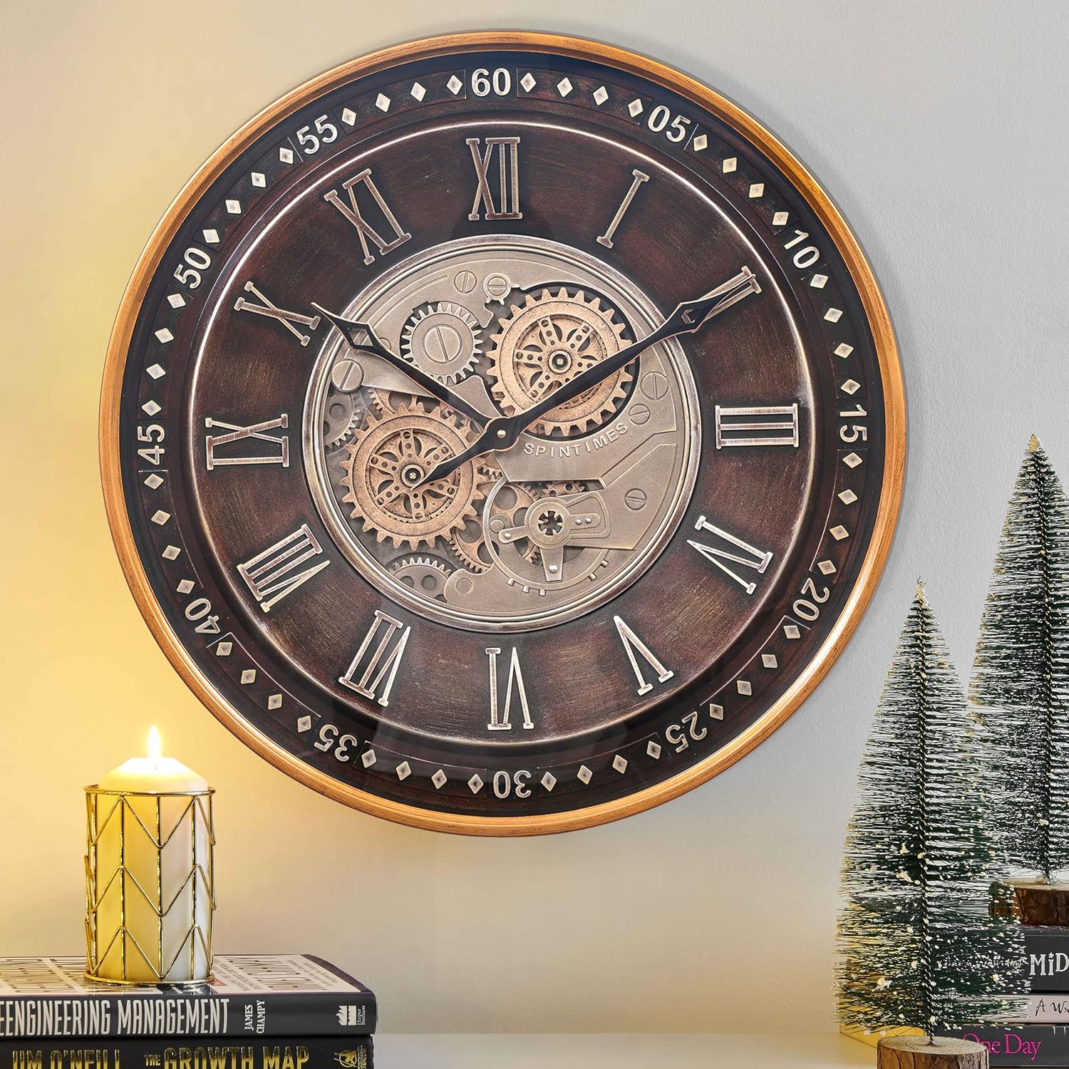 Oversized Farmhouse Beige Wall Clock — 24" — 24 Inch