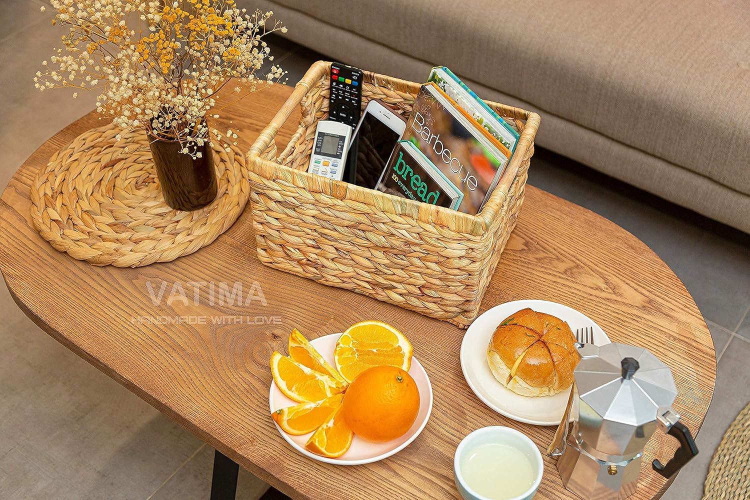 Rectangular Beige Basket — 14.5" - View 9