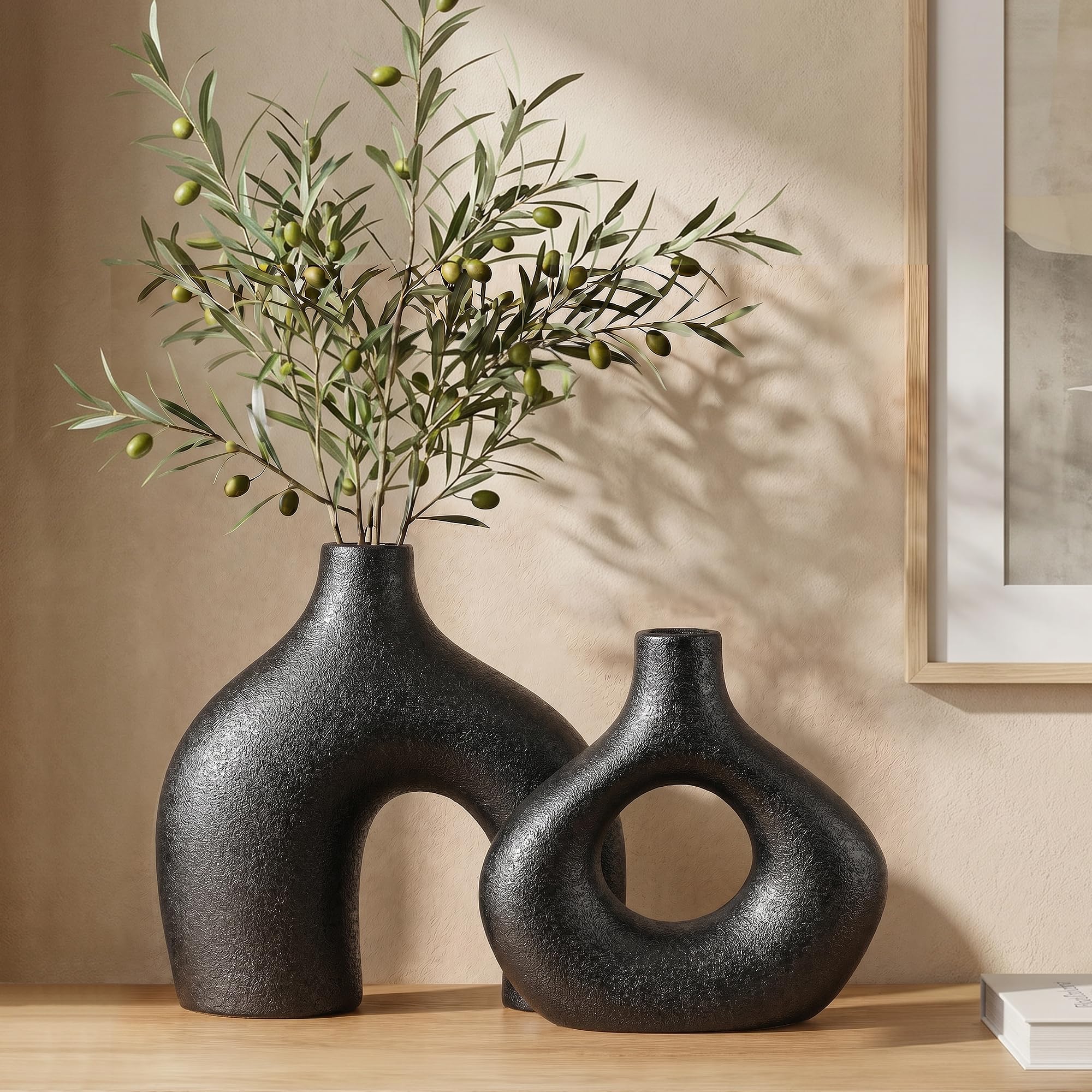 Vintage Farmhouse Black Flower Vase — Set of 2