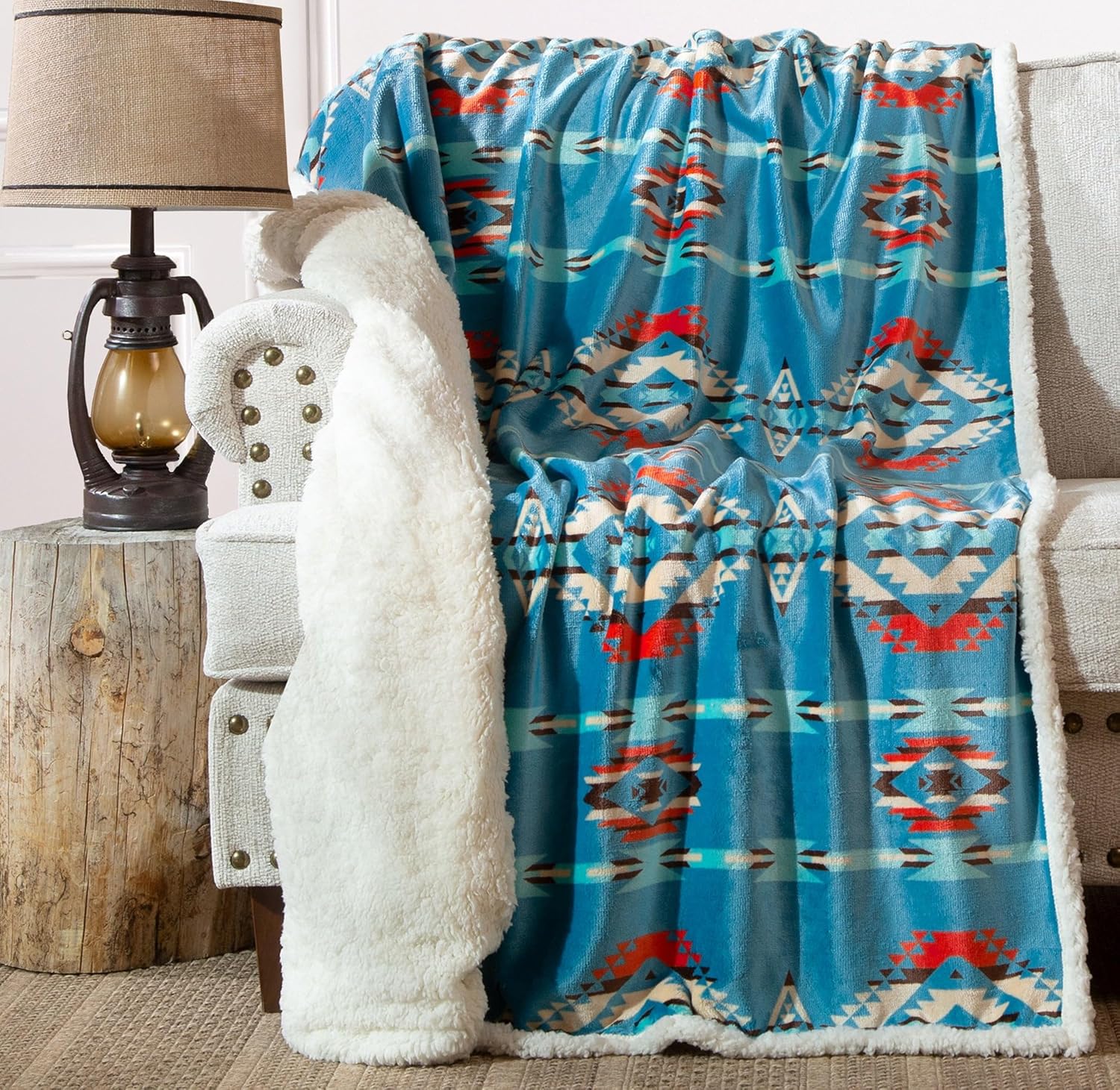Black Throw Pillow — 54x68 — Turquoise Southwest