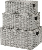 Boho Brown Woven Basket — Set of 3 — 3 Pack