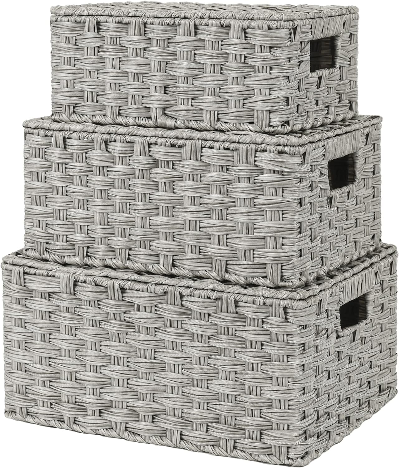 Boho Brown Woven Basket — Set of 3 — 3 Pack