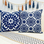 Embroidered Boho Beige Throw Pillow Cover — 18" - View 7