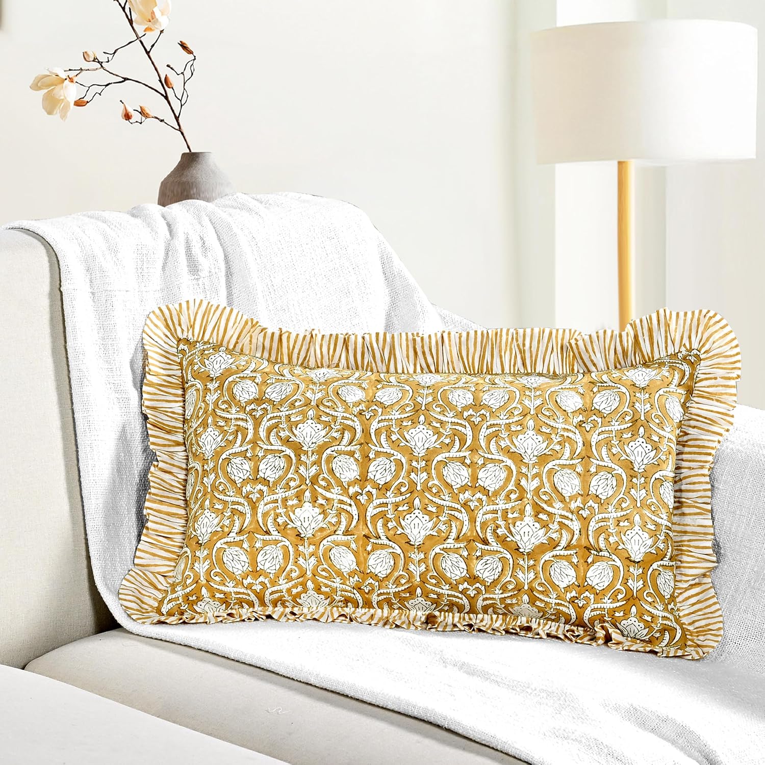 Farmhouse Beige Pillow Cover — 54" — Mustard Regal