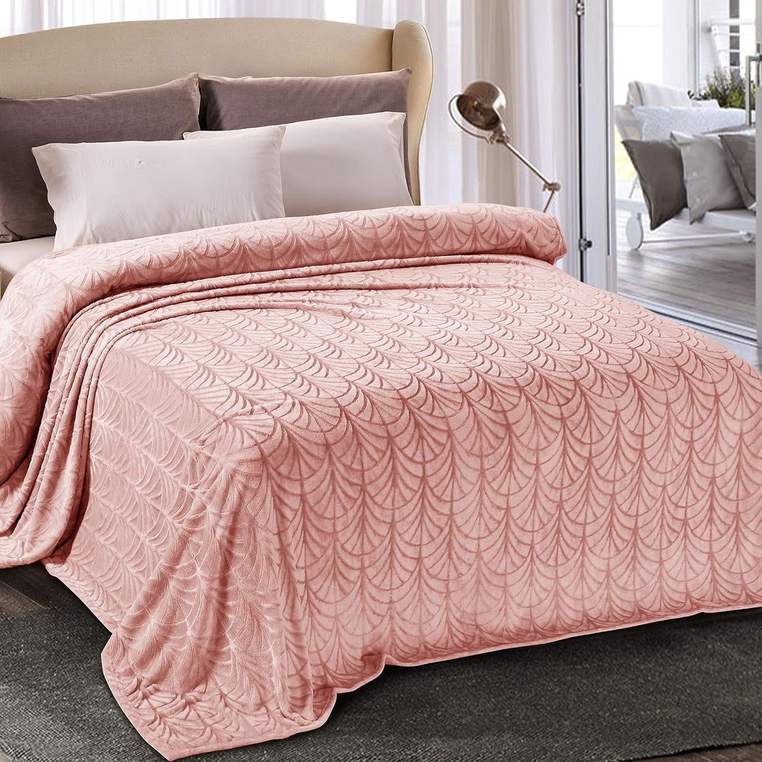 Velvet Luxe Beige Throw Pillow — 50" — Pink