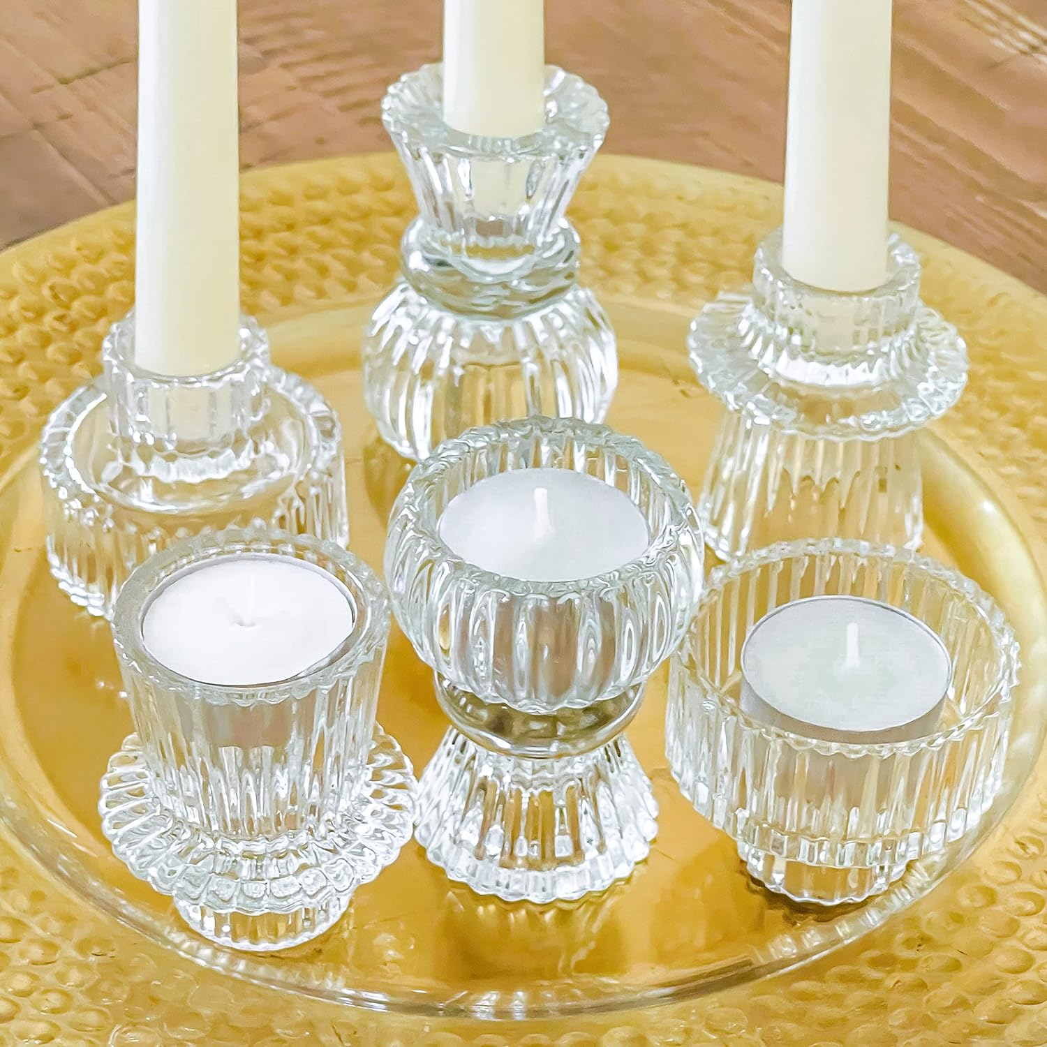 Vintage Luxe Black Candle — Set of 6 — Clear
