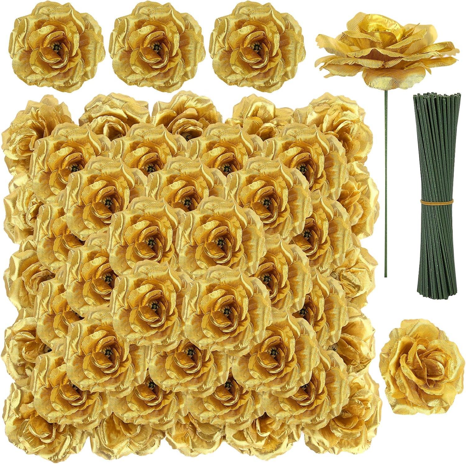 Luxe Black Artificial Flowers — 3.1" — Gold