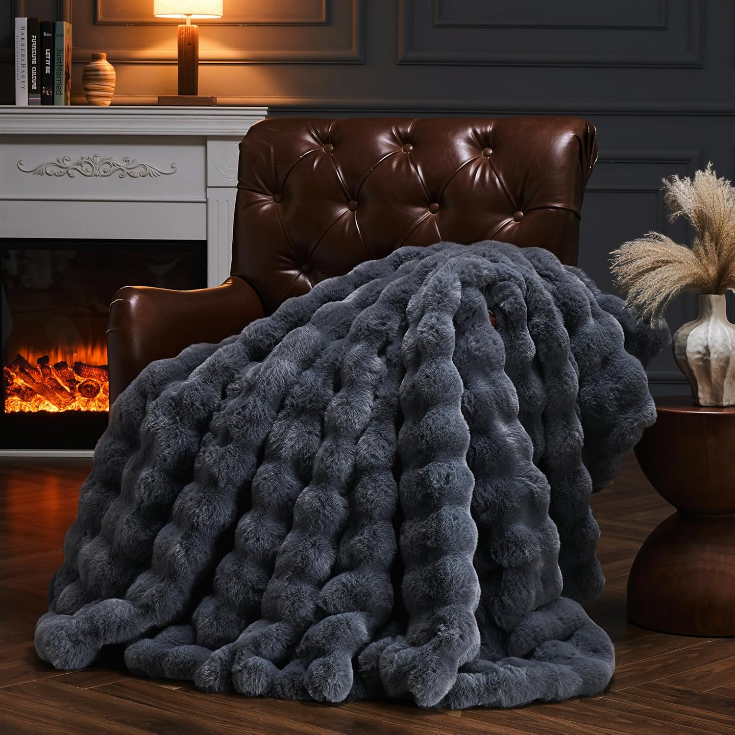 Luxe Beige Throw Pillow — 50" — Grey