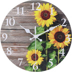 Battery Operated Wood Wall Clock — 8" — Sunflower
