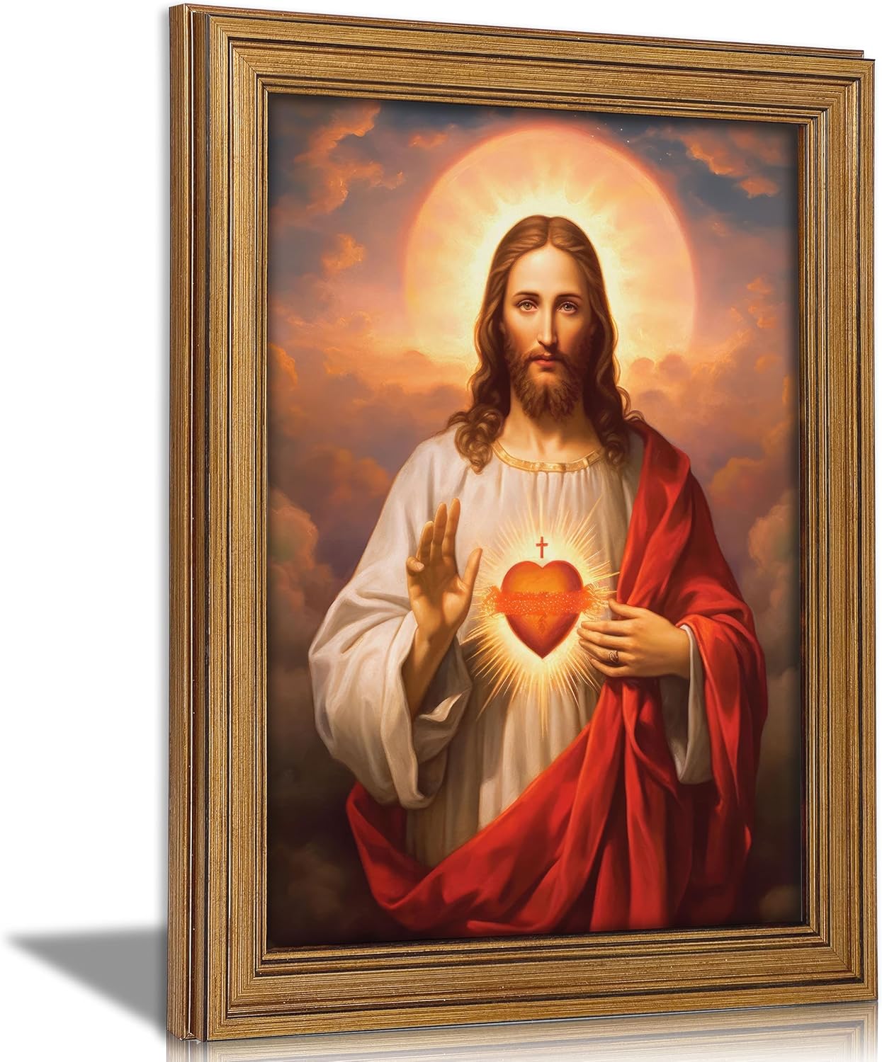 Black Canvas Wall Art — 16" — Sacred Heart of Jesus