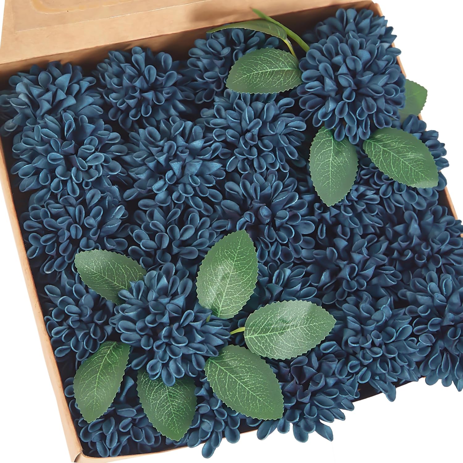 Beige Artificial Flowers — Navy Blue Dahlia