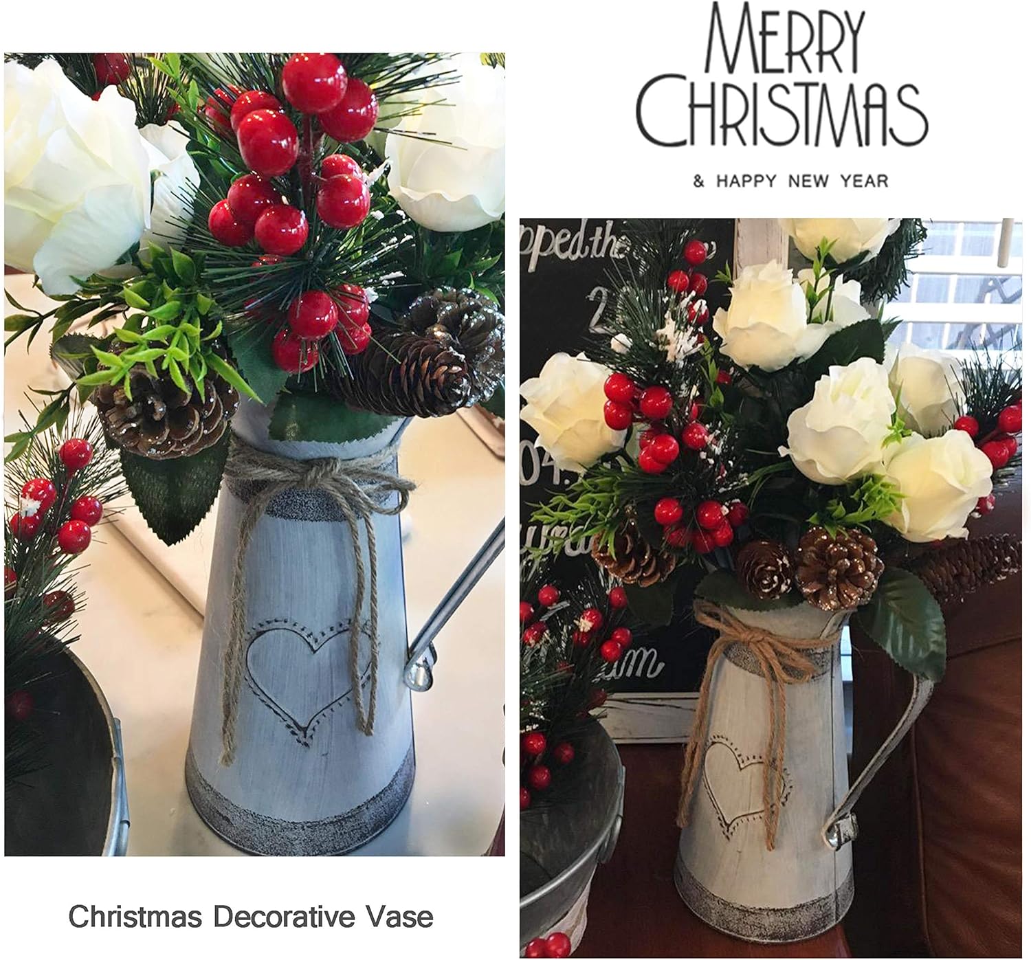 Vintage Farmhouse Metal Vase — 11" - View 2