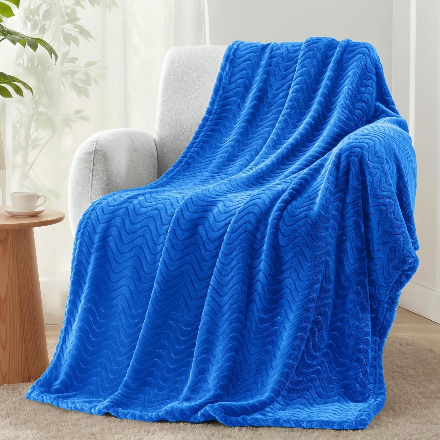Black Throw Pillow — 70" — Cobalt Blue