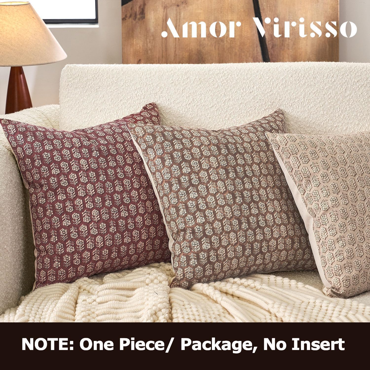 Farmhouse Beige Throw Pillow Cover — 18" - View 4