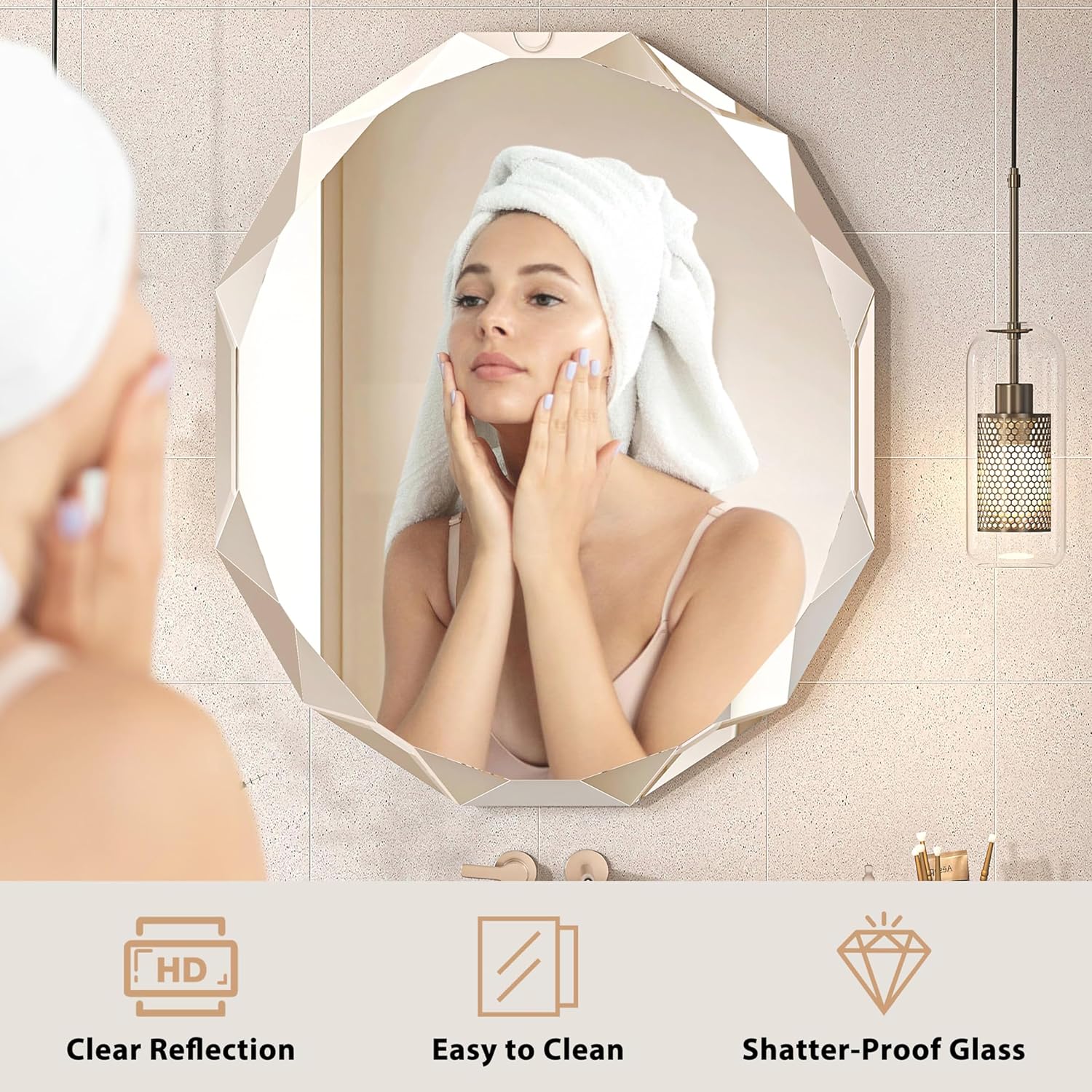 Beveled Beige Mirror — 30" - View 5