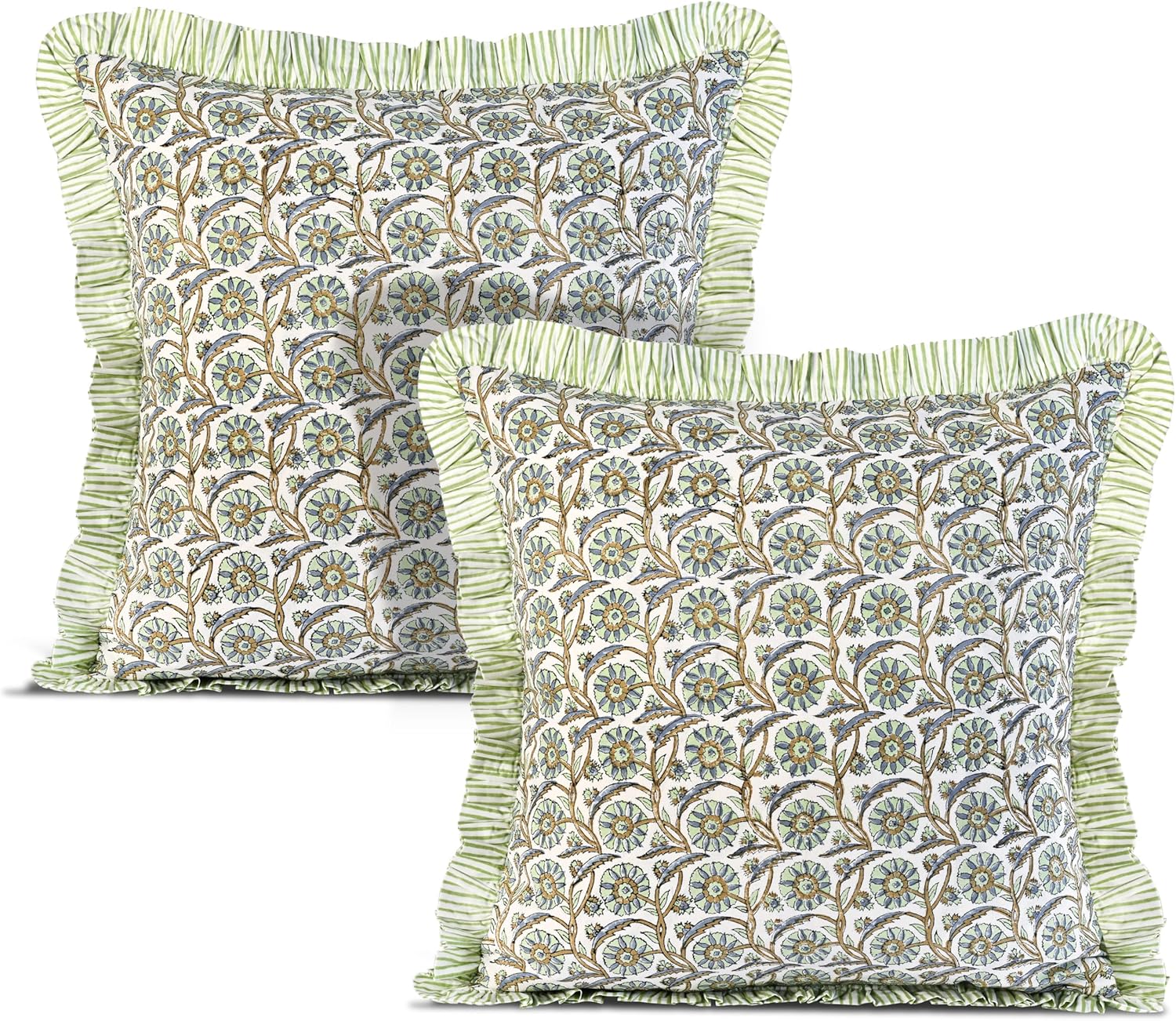 Blue Throw Pillow Cover — 18" — Bloom Bubbles